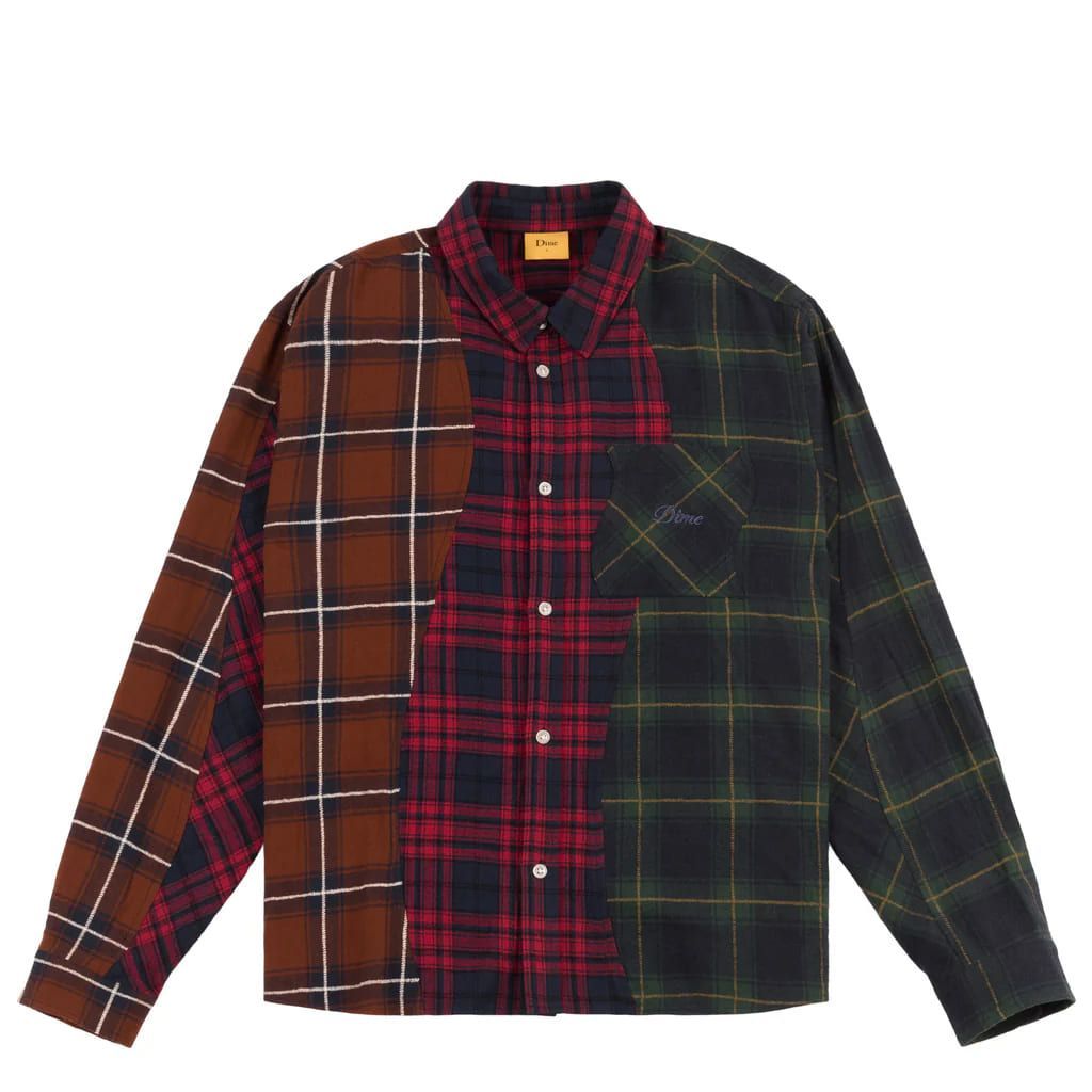 Dime Triple Plaid Shirt|maroon.webstore