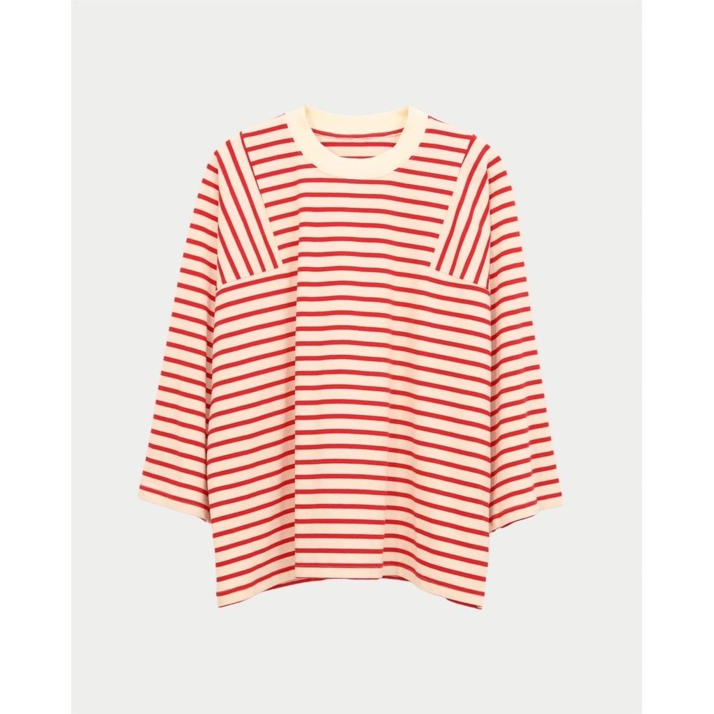 AMBERGLEAM マリンボーダーオーバーロングスリーブ Tシャツ・カットソー-メンズファッション