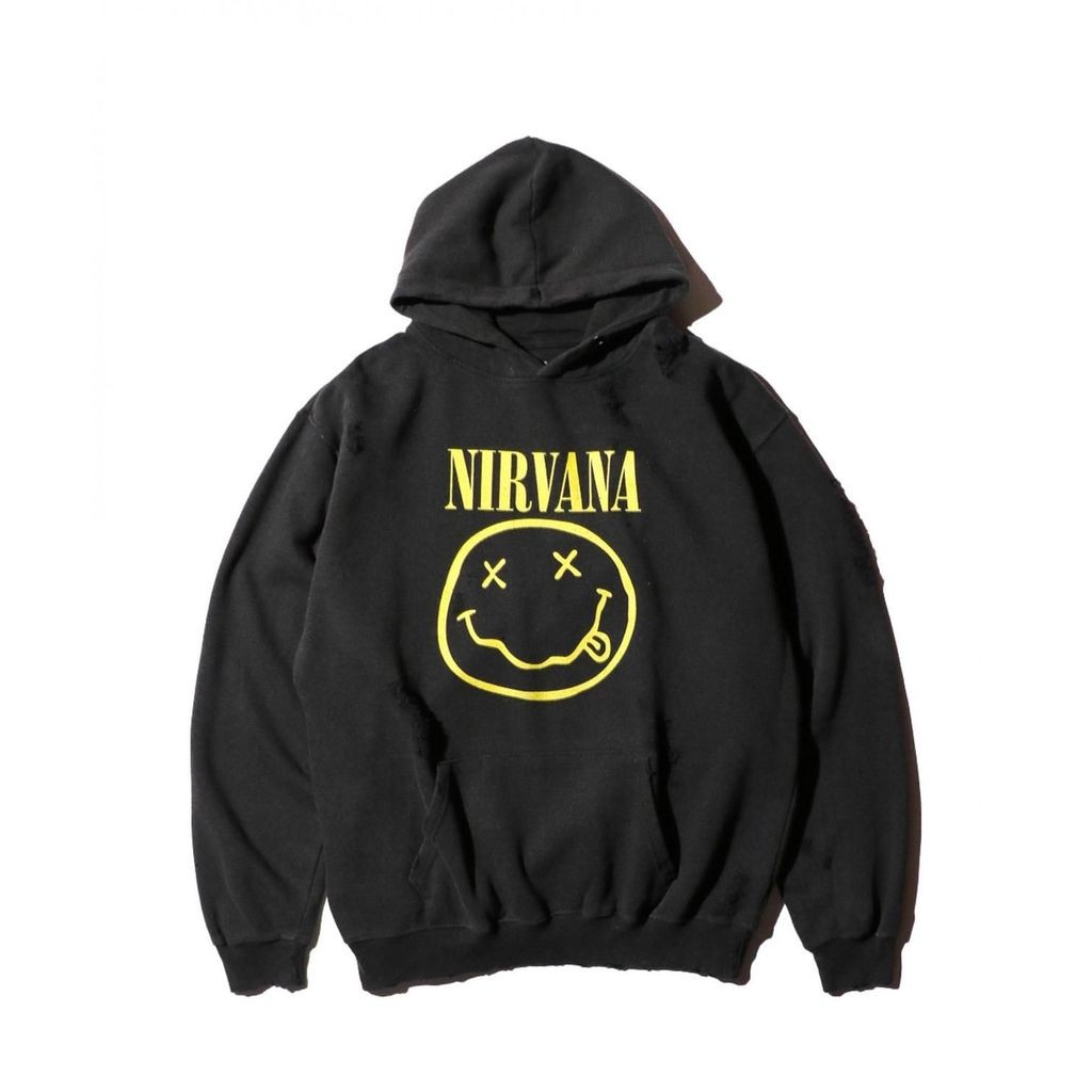THRIFTY LOOK WORN-OUT BAND HOODIE NIRVANA|maroon.webstore