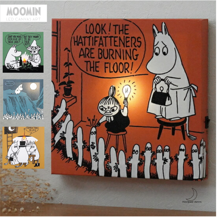 ムーミン シリーズ キャンバスアート ウォール ライト LED ライト ムーミン ニョロニョロ スナフキン リトルミイ ミイ 壁面ライト アートボード 絵画 アート パネル 連続点灯 電池式 間接照明 壁掛け インテリア おしゃれ 送料無料画像