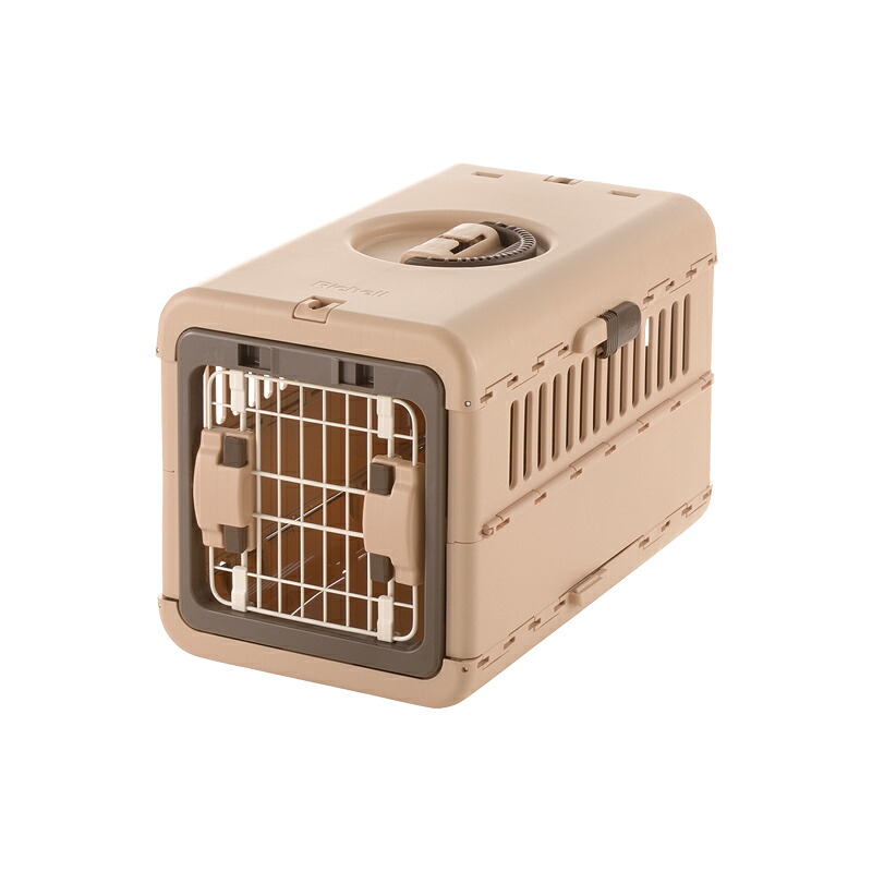 キャンピングキャリー折りたたみSダークブラウン ペット 小型犬 猫 お出かけ 避難 ドライブ プラスチック製 [trmt]｜marquee