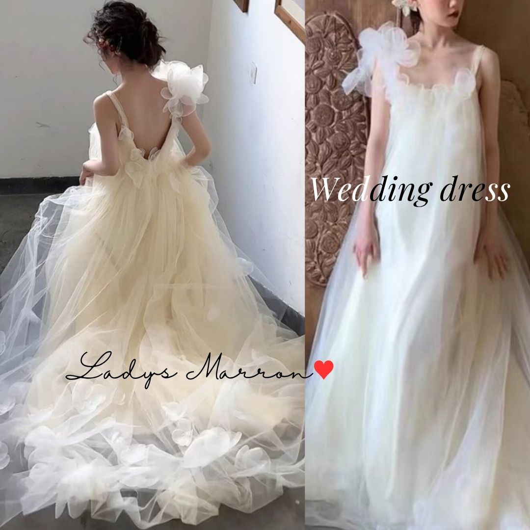 Ladies Marron ウェディングドレス 前撮り 結婚式　二次会 楽天市場】【サイズ交換可】前撮りドレス ウェディングドレス Aライン
