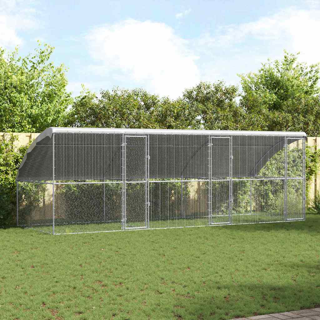 vidaXL 鶏小屋 3 pcs シルバー 600 x 200 x 200 cm 亜鉛めっき鋼|BONATHIA