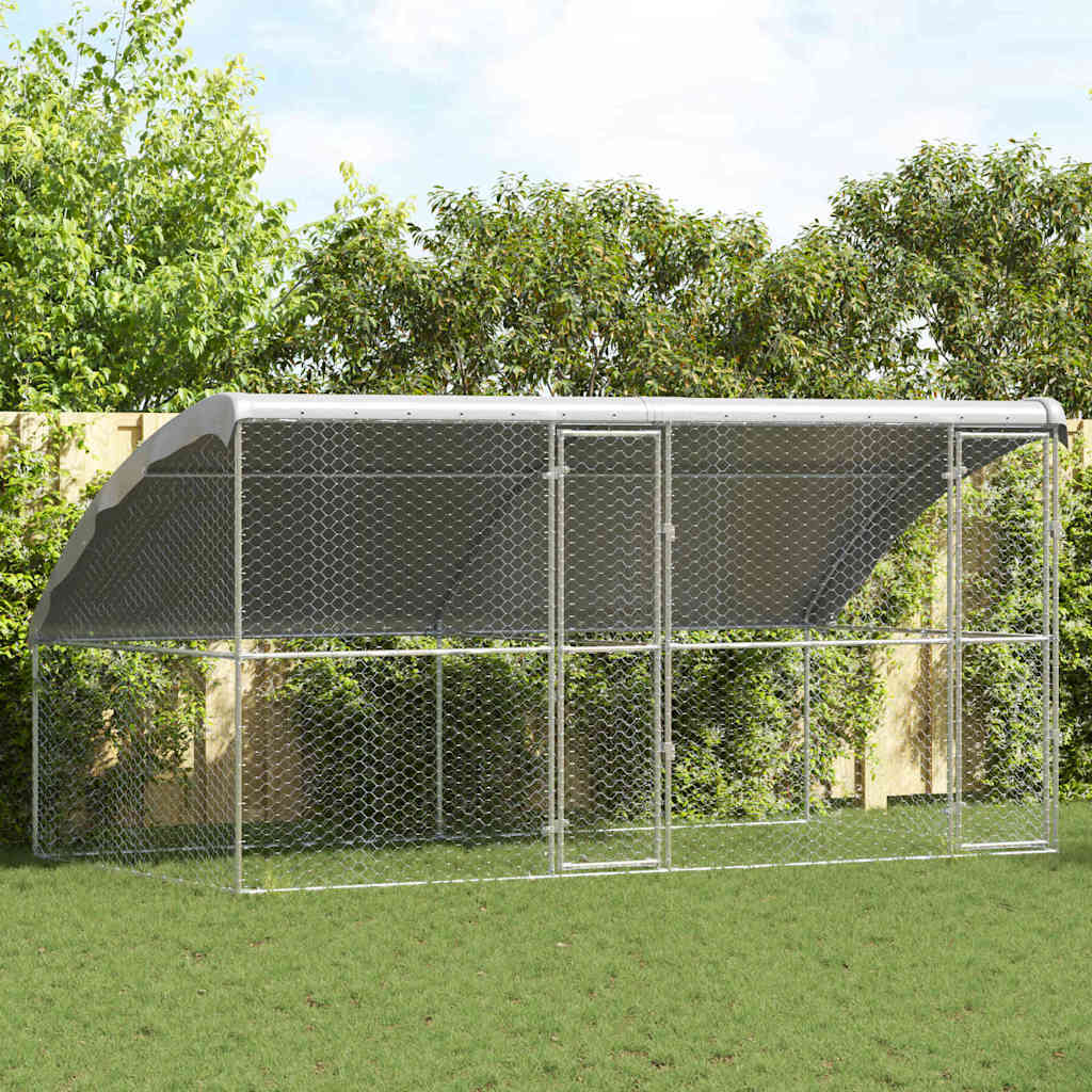 vidaXL 犬用ケージ ストレージ付き 2 pcs シルバー 4 x 2 x 2 m 亜鉛メッキ鋼｜BONATHIA