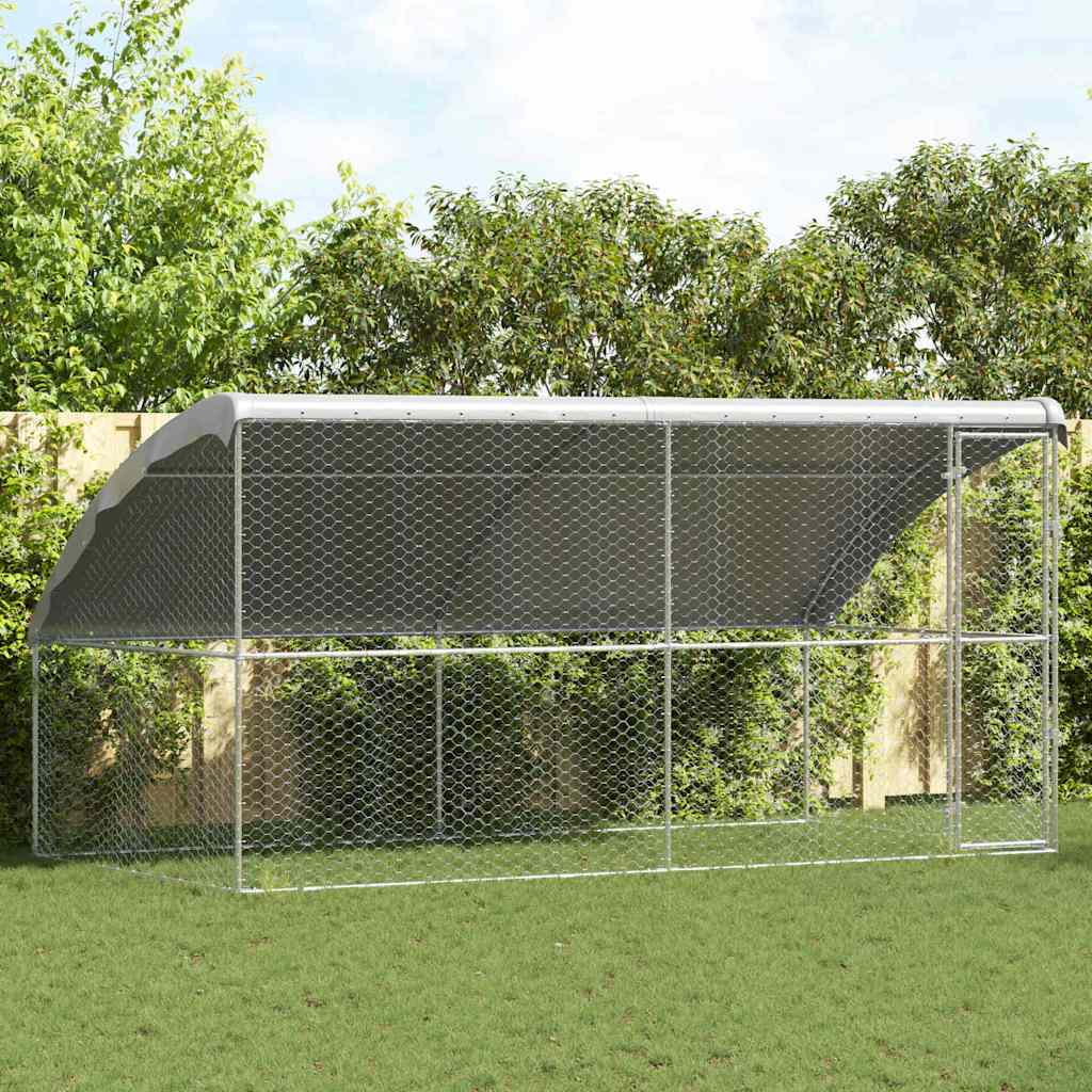 vidaXL 犬用ケージ ストレージ付き 2 pcs シルバー 4 x 2 x 2 m 亜鉛メッキ鋼|BONATHIA