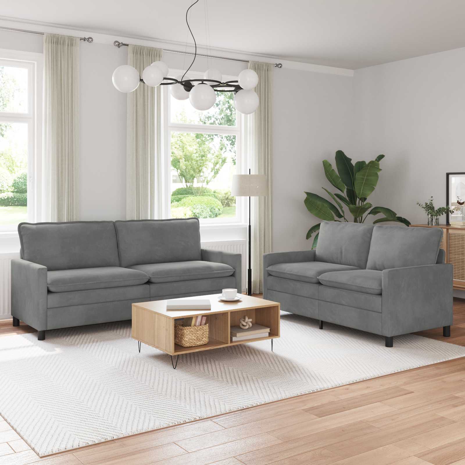 vidaXL ソファセット 2 pcs ダークグレー ベルベット｜BONATHIA