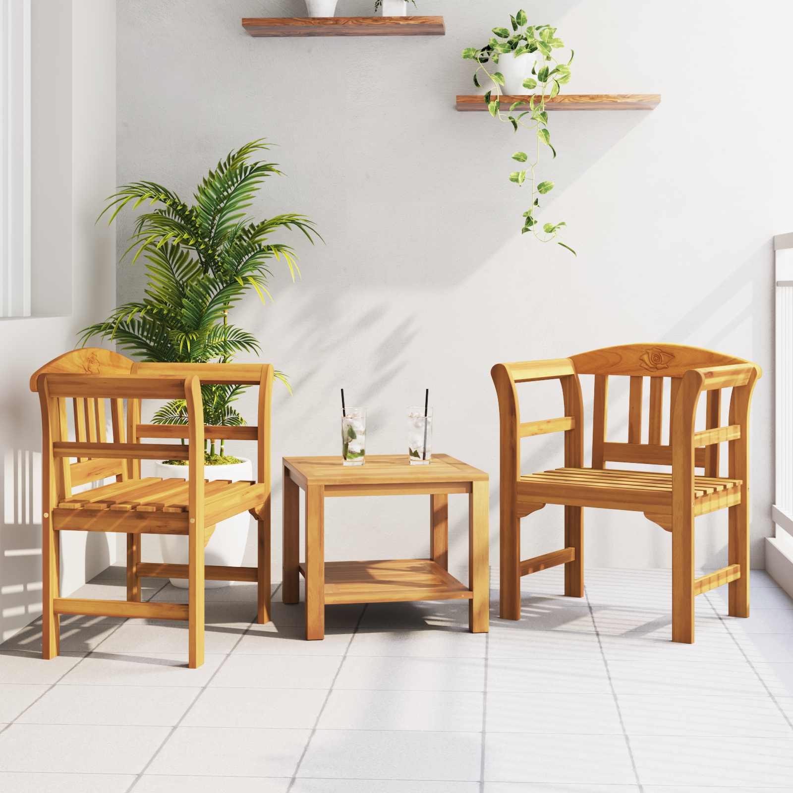 vidaXL バラのベンチ ナチュラル 68.5 x 46 x 82.5 cm ソリッドアカシアウッド|BONATHIA