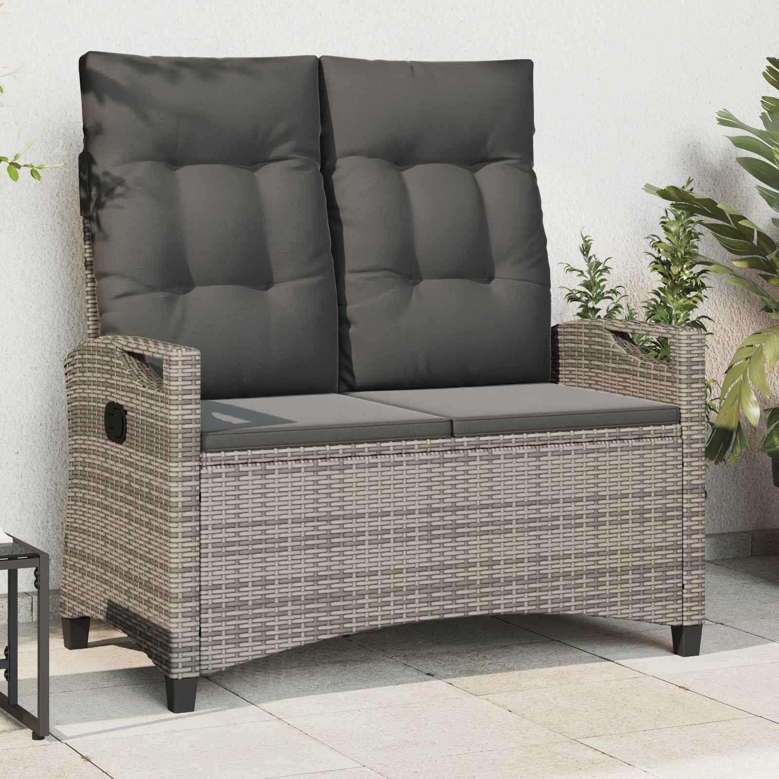 vidaXL ガーデンベンチ 枕で グレーとダークグレー 105 x 60 x 112 cm スチールとポリエステル｜BONATHIA