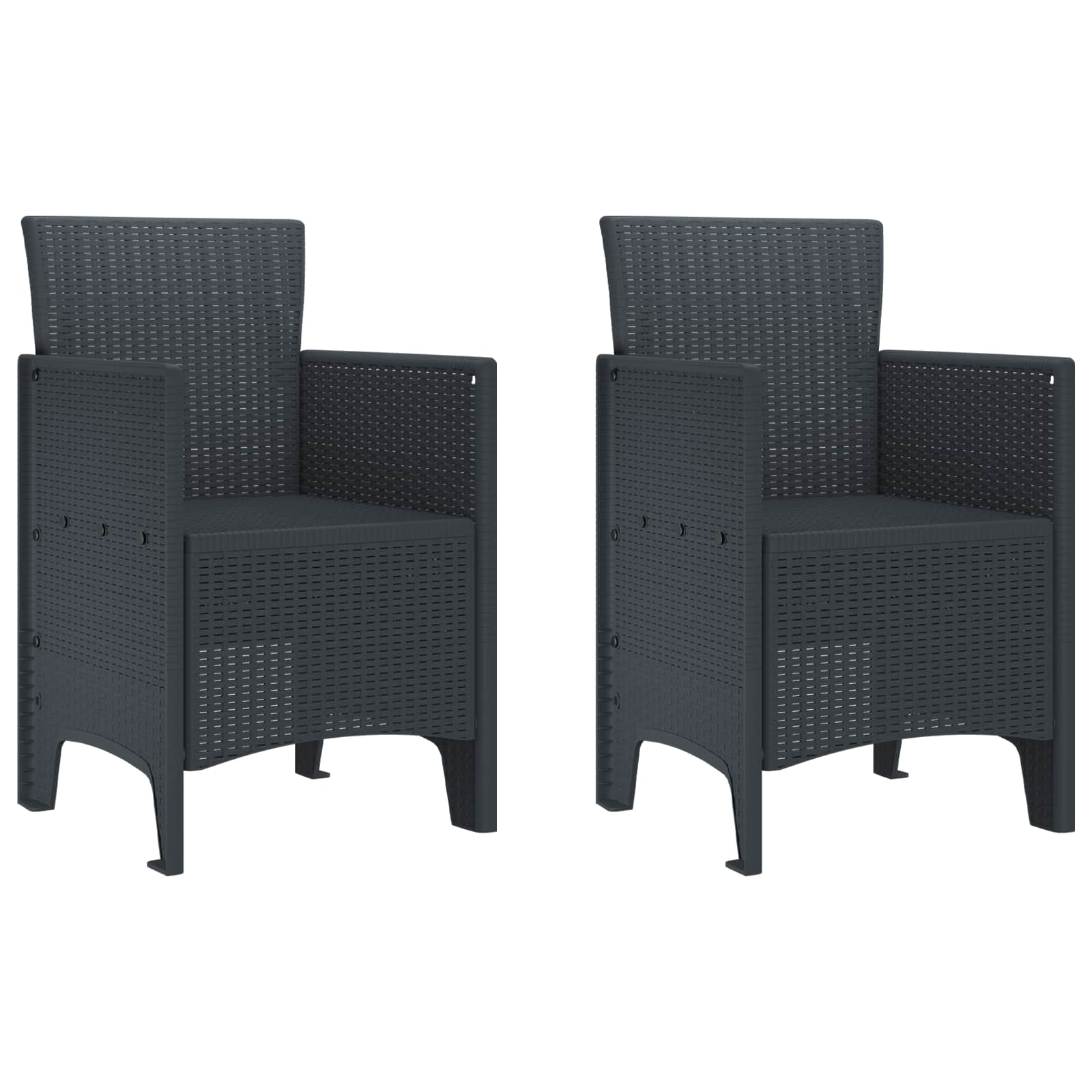 vidaXL ガーデンチェア クッション付き 2 pcs アンスラサイト 53 x 49 x 85 cm ポリプロピレン|BONATHIA