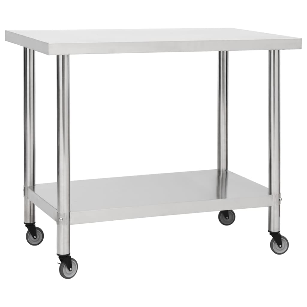 vidaXL キッチン作業机 車輪付き 80x60x85 cm ステンレススチール｜BONATHIA