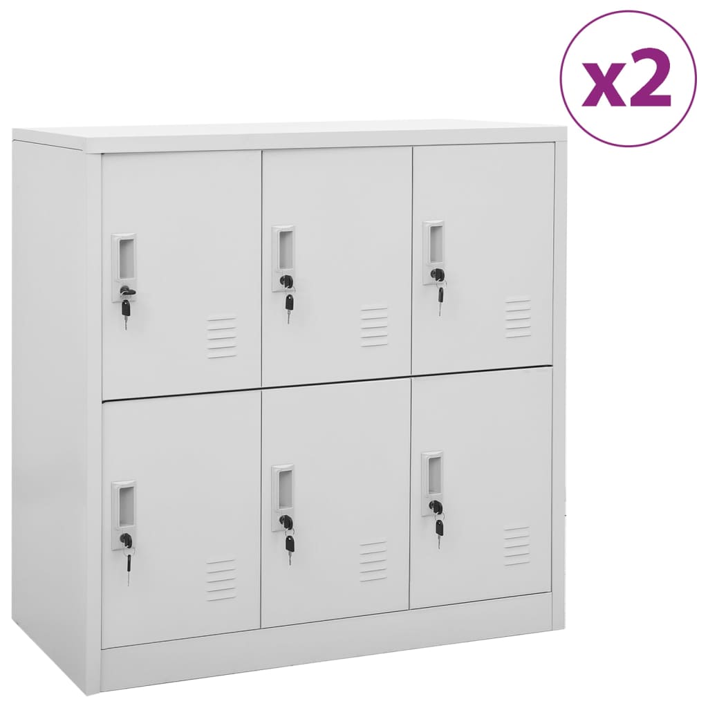 vidaXL ロッカーキャビネット 2点セット ライトグレー 90x45x92.5cm スチール|BONATHIA
