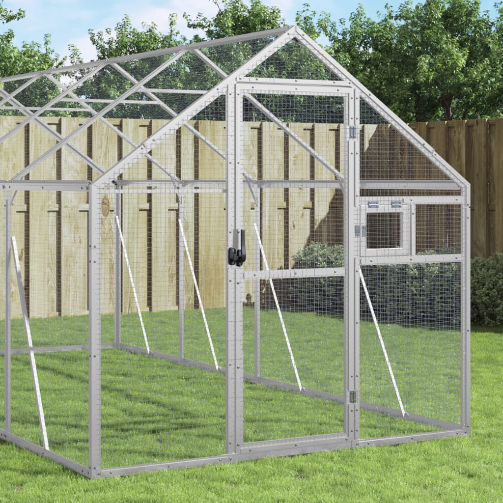 vidaXL 鳥小屋 アビアリー シルバー 1.79x4x1.85 m アルミ｜BONATHIA 43,784円