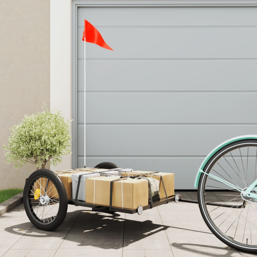 vidaXL 自転車用トレーラー ブラック 135x68x37 cm 鉄製|BONATHIA