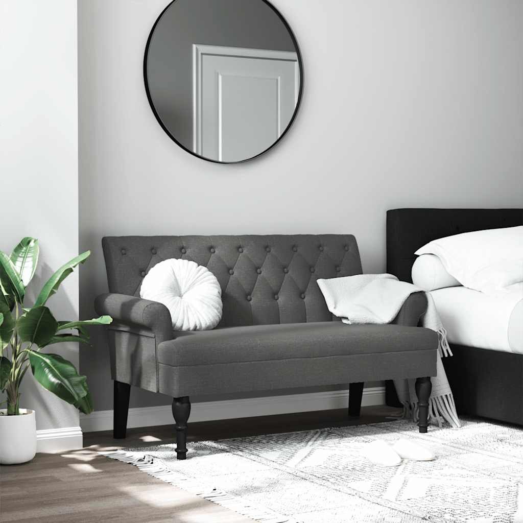 vidaXL ベンチ(背もたれ付き)ダークグレー 120x62x75.5 cm ファブリック｜BONATHIA