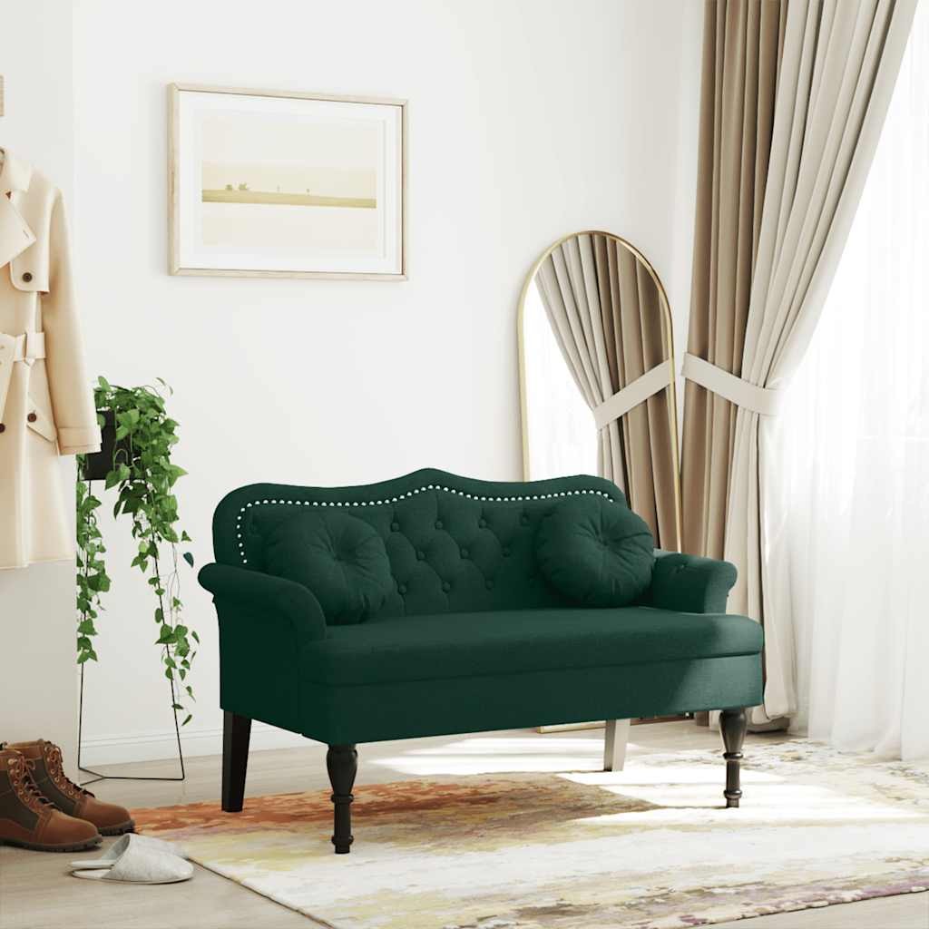 vidaXL ベンチ(クッション付き)ダークグリーン 120.5x65x75 cm ベルベット｜BONATHIA