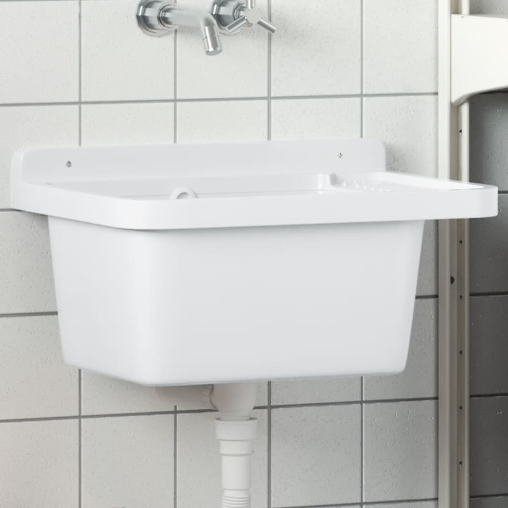 vidaXL 壁掛け式洗面器 ホワイト 50x35x24 cm 樹脂製｜BONATHIA