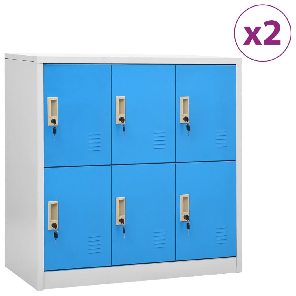 vidaXL ロッカーキャビネット 2点 ライトグレー&ブルー 90x45x92.5cm スチール (2x336437)｜BONATHIA 27,098円