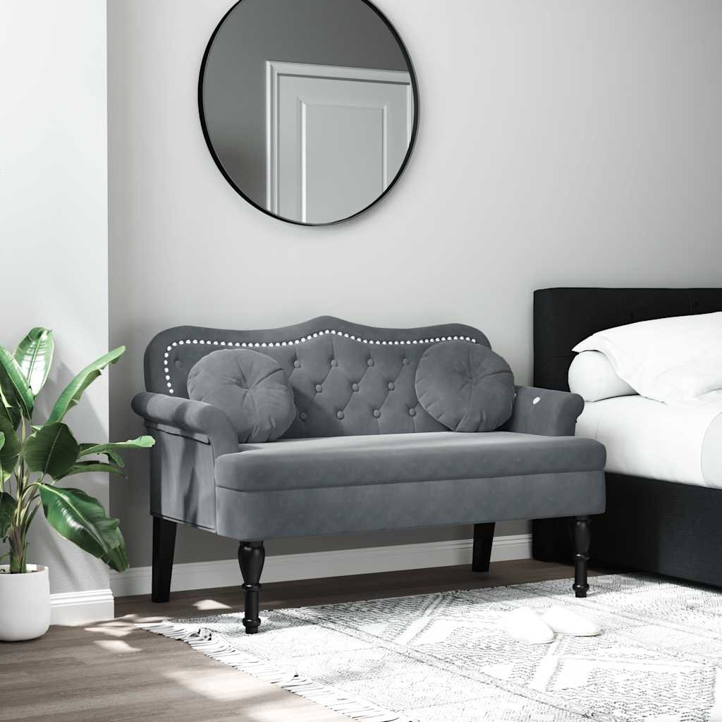 vidaXL ベンチ(クッション付き)ダークグレー 120.5x65x75 cm ベルベット|BONATHIA