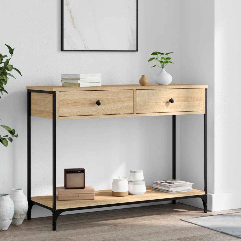 vidaXL コンソールテーブル ソノマオーク 100x34.5x75 cm エンジニアードウッド|BONATHIA