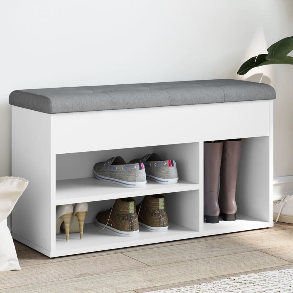 vidaXL シューベンチ ホワイト 82x32x45.5 cm エンジニアードウッド|BONATHIA