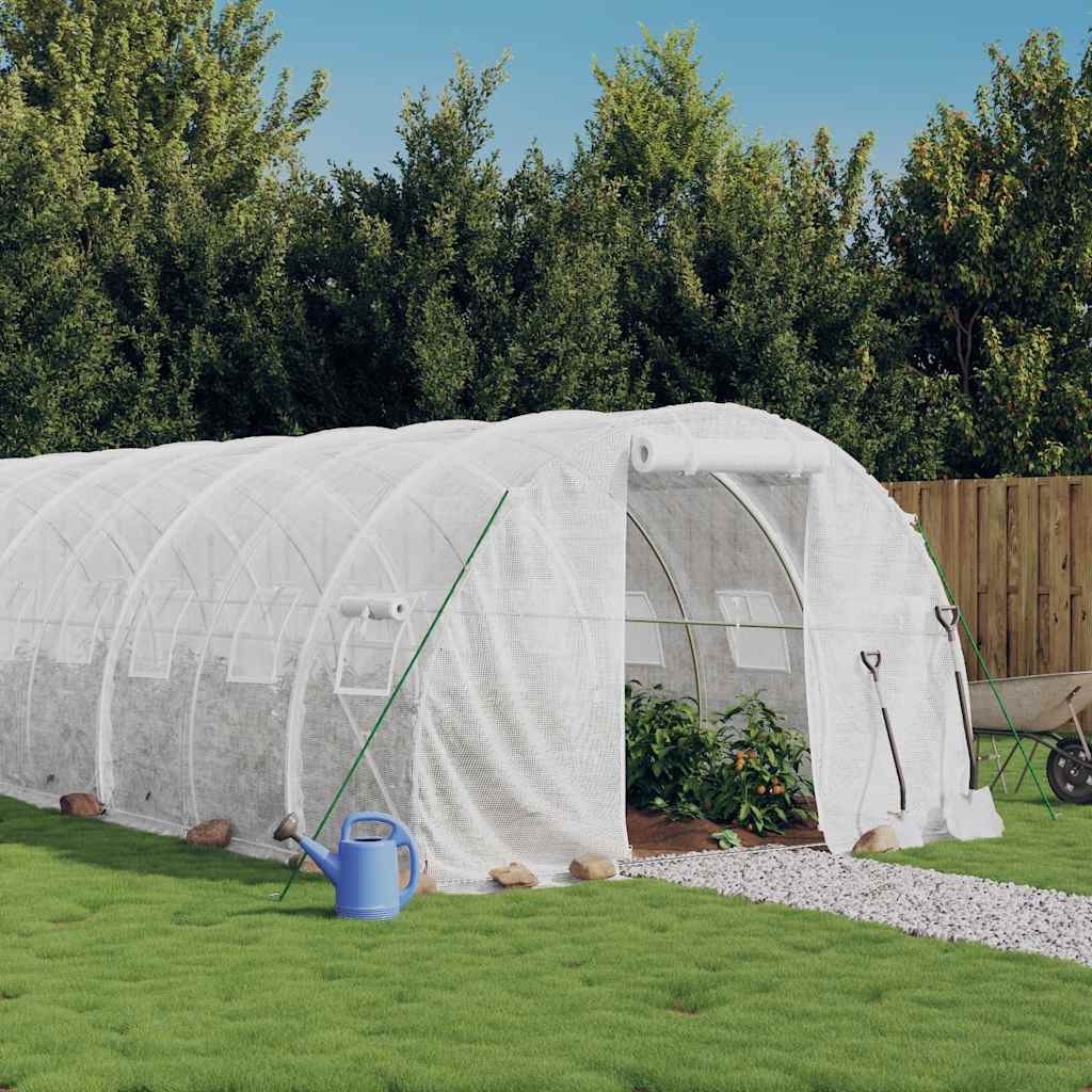 vidaXL スチールフレーム温室 ホワイト 24 m2 8x3x2 m｜BONATHIA