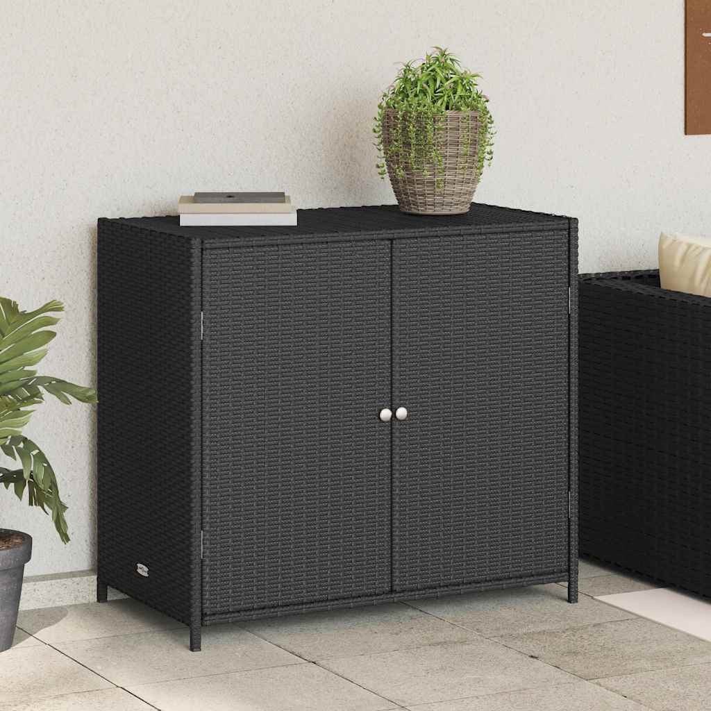 vidaXL 庭用収納キャビネット 83x45x76 cm ポリラタン製 ブラック｜BONATHIA