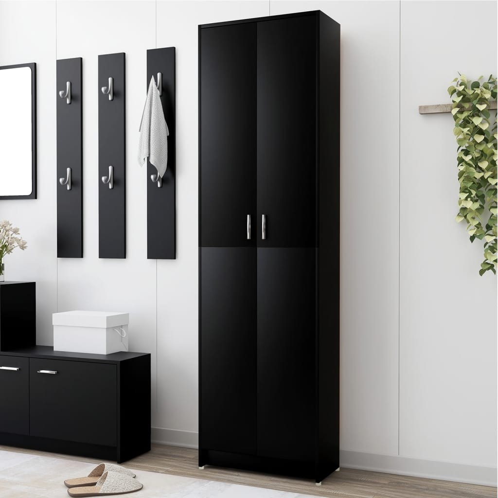 vidaXL 玄関用ワードローブ ブラック 55x25x189cm エンジニアリングウッド｜BONATHIA