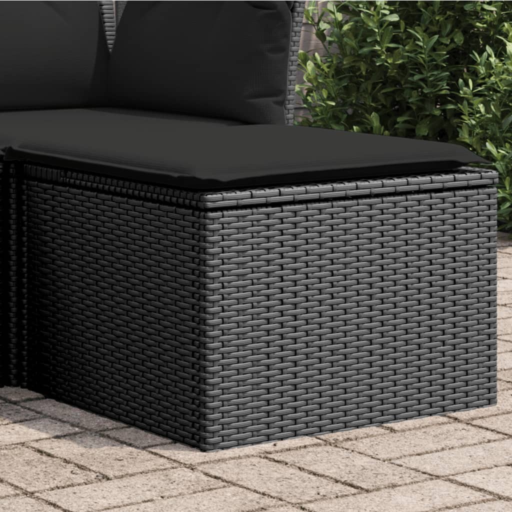 vidaXL ガーデンスツール クッション付き ブラック 55x55x37 cm ポリラタン｜BONATHIA