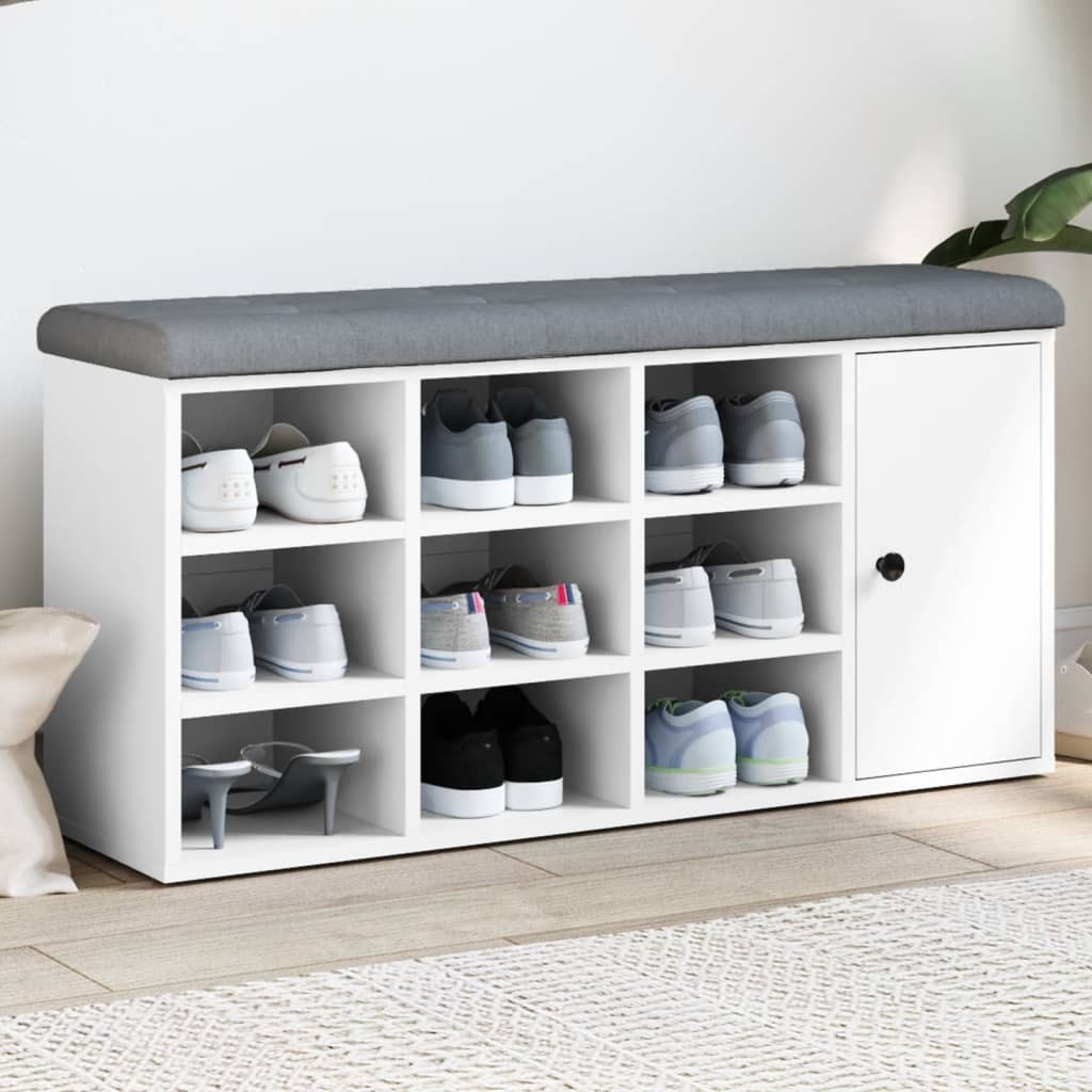 vidaXL シューベンチ ホワイト 102x32x50 cm エンジニアードウッド｜BONATHIA