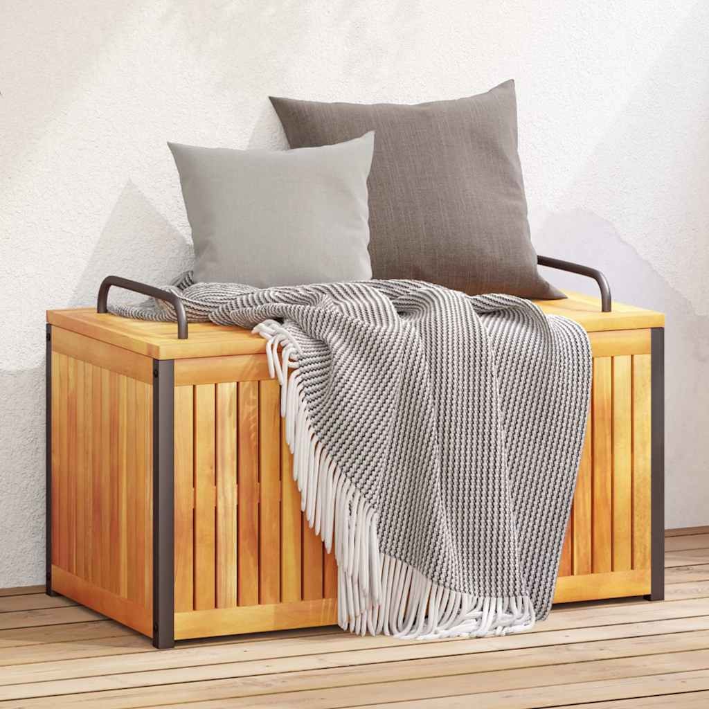 vidaXL アウトドアクッションボックス 85x45x45/53cm 無垢材アカシアとスチール｜BONATHIA 17,827円