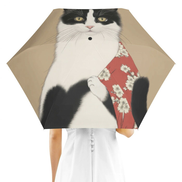 お得なクーポン 送料無料 猫乃浮世絵 壱 折り畳み傘 外面デザイン ユニセックス アクセサリー 動物 アート かわいい 猫 ねこ 和風 かっこいい 和柄 浮世絵 生き物