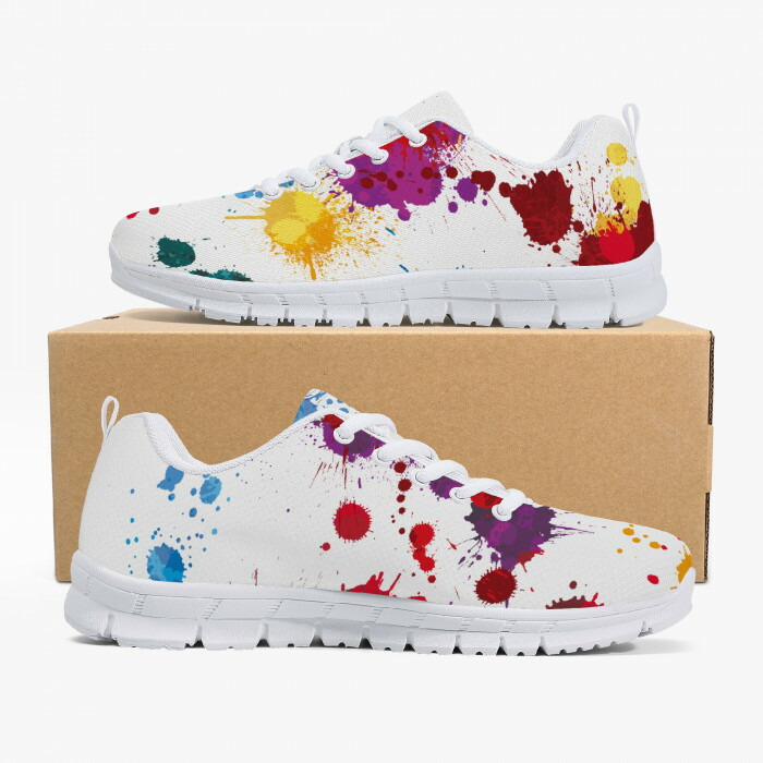 お得なクーポン 送料無料 SPLASH ランニングシューズ レディース メンズ シューズ 全て アート カラフル スプラッシュ 飛沫 ペンキ インク SPLASH画像