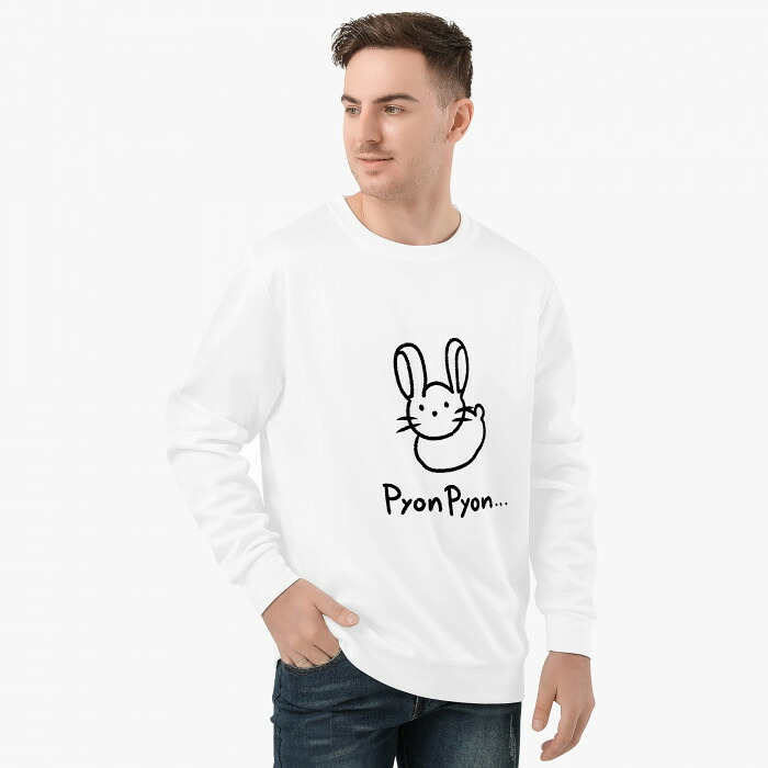 お得なクーポン 送料無料 rabbit メンズスウェット メンズ 動物 ウサギ rabbit 松浦はれ