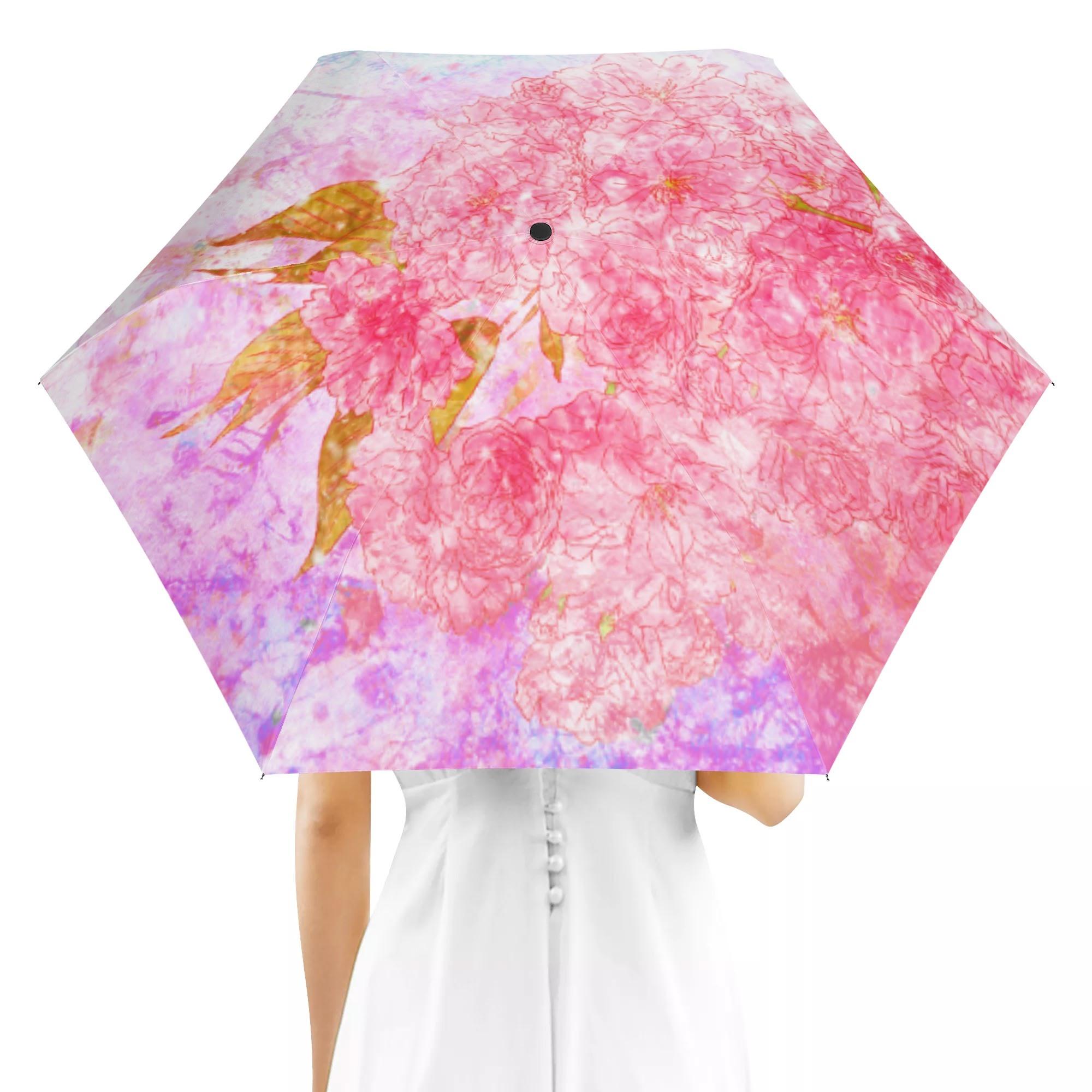 お得なクーポン 送料無料 咲桜 折り畳み傘 外面デザイン ユニセックス アクセサリー アート ピンク 花柄 綺麗 個性的 スタイリッシュ お洒落 幻想的 春 桜 花びら