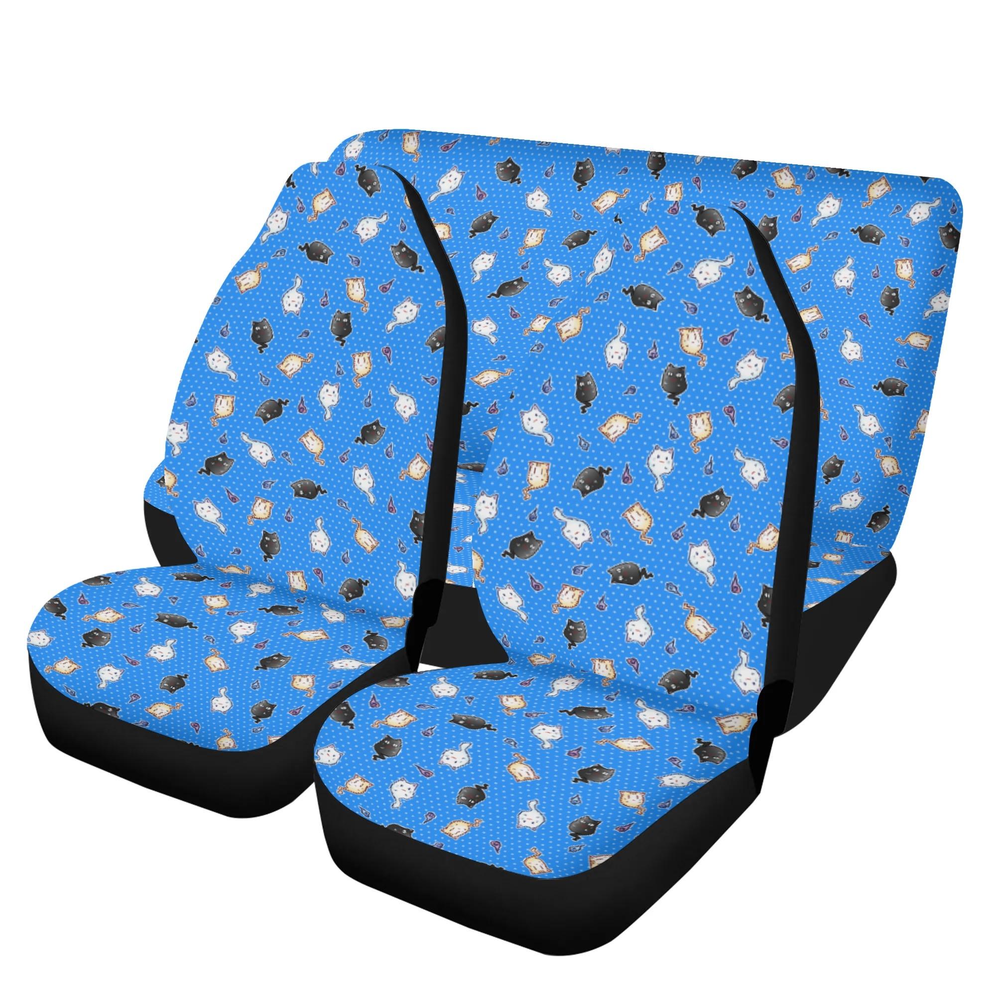 お得なクーポン 送料無料 ねこゆうれい青総柄 カーシートカバーセット ユニセックス ホームデコレーション 全て 動物 キャラクター 猫 可愛い ねこ｜BONATHIA 7,828円