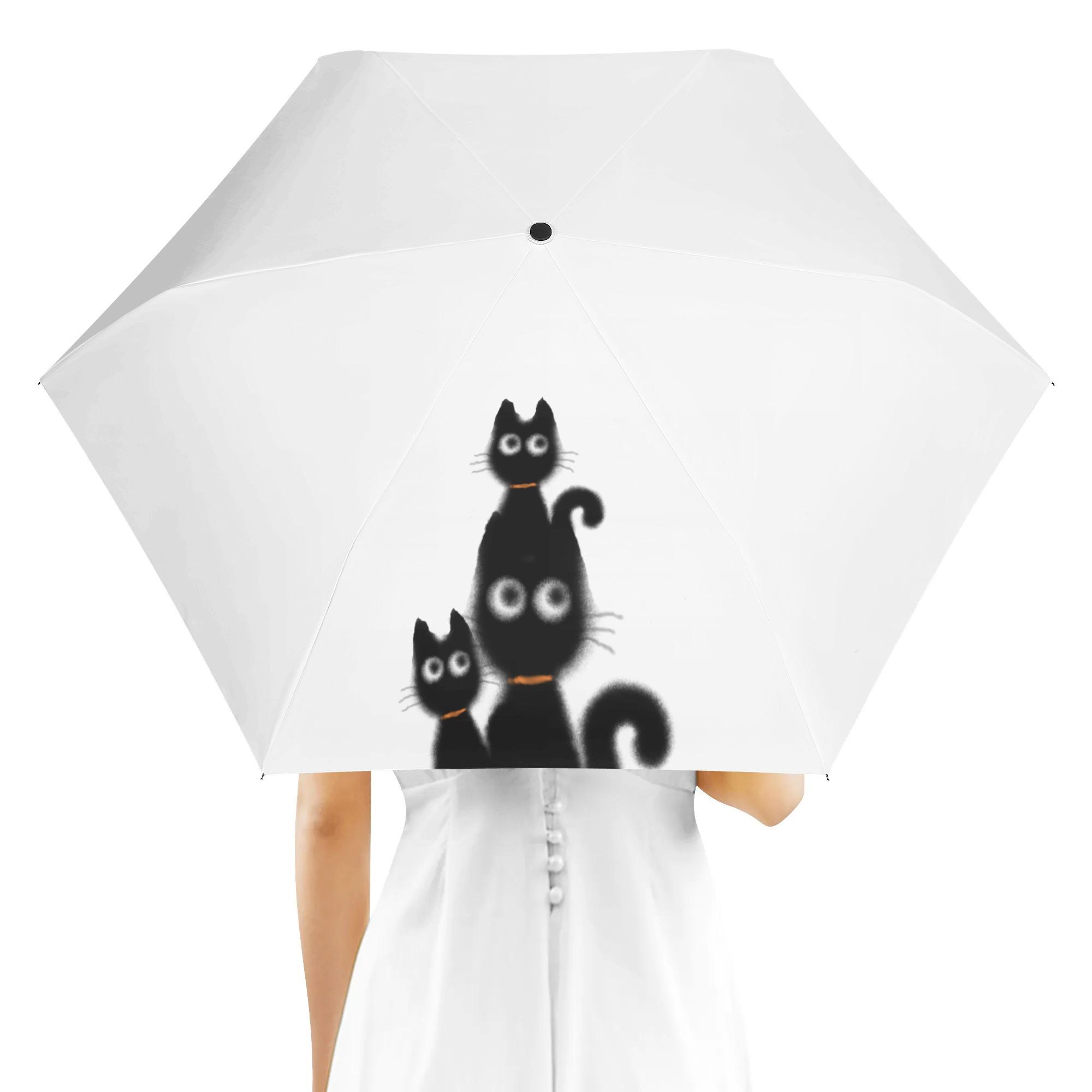 お得なクーポン 送料無料 Cat art 折り畳み傘 外面デザイン ユニセックス アクセサリー キャラクター cat art オリジナル megu ★★★