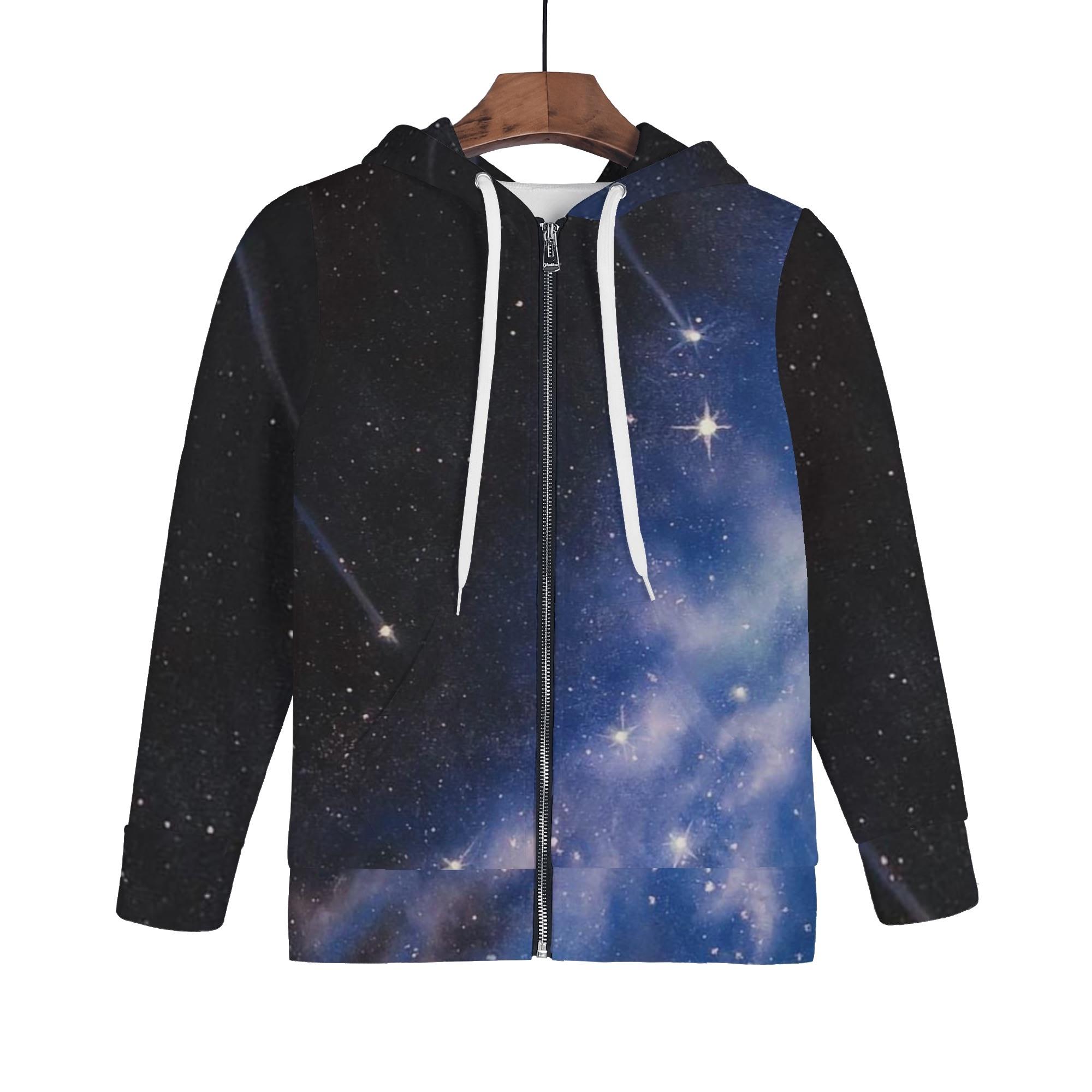 お得なクーポン 送料無料 宇宙の世界アート キッズジップアップフードパーカー キッズ 全て 星 宇宙 オリジナル megu ★★★