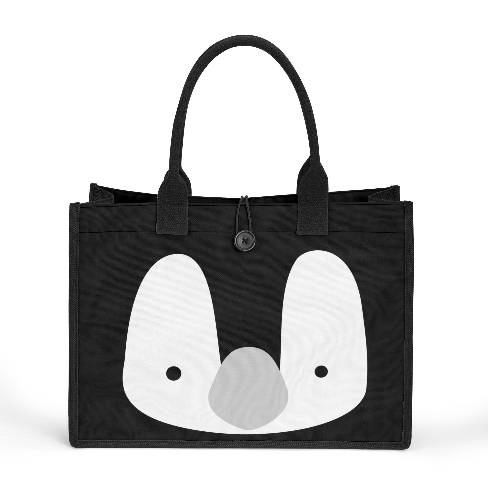 お得なクーポン 送料無料 皇帝ペンギン NEW！ キャンバストートバッグ ユニセックス バッグ 動物 ペンギン 生き物 太っちょ コロコロ シンプル ブラック cut ★★★