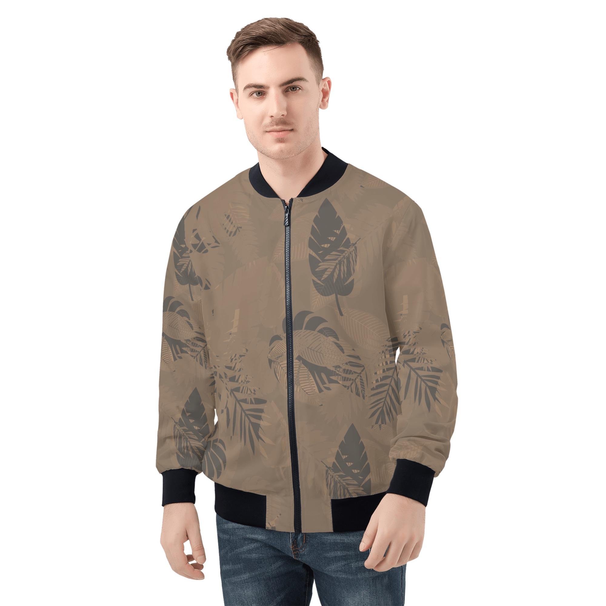 お得なクーポン券 貨物輸送無料 ボタニカル 赤銅色  メンズボンバージャケット メンズ 美術 厚地の外套 上衣 成人男性 cut ★★★