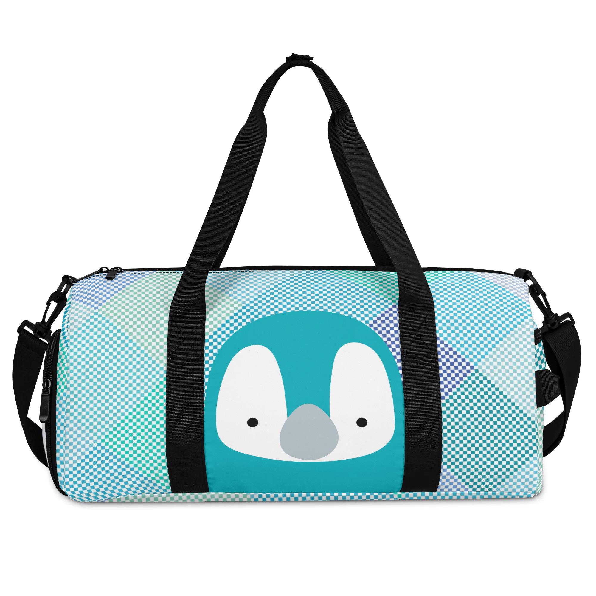 お得なクーポン 送料無料 皇帝ペンギンちゃんだぞっ♪ ジムバッグ ユニセックス バッグ 動物 大容量 ジム 遠征 試合 レディース 生き物 皇帝ペンギン ペンギン チェック柄｜BONATHIA