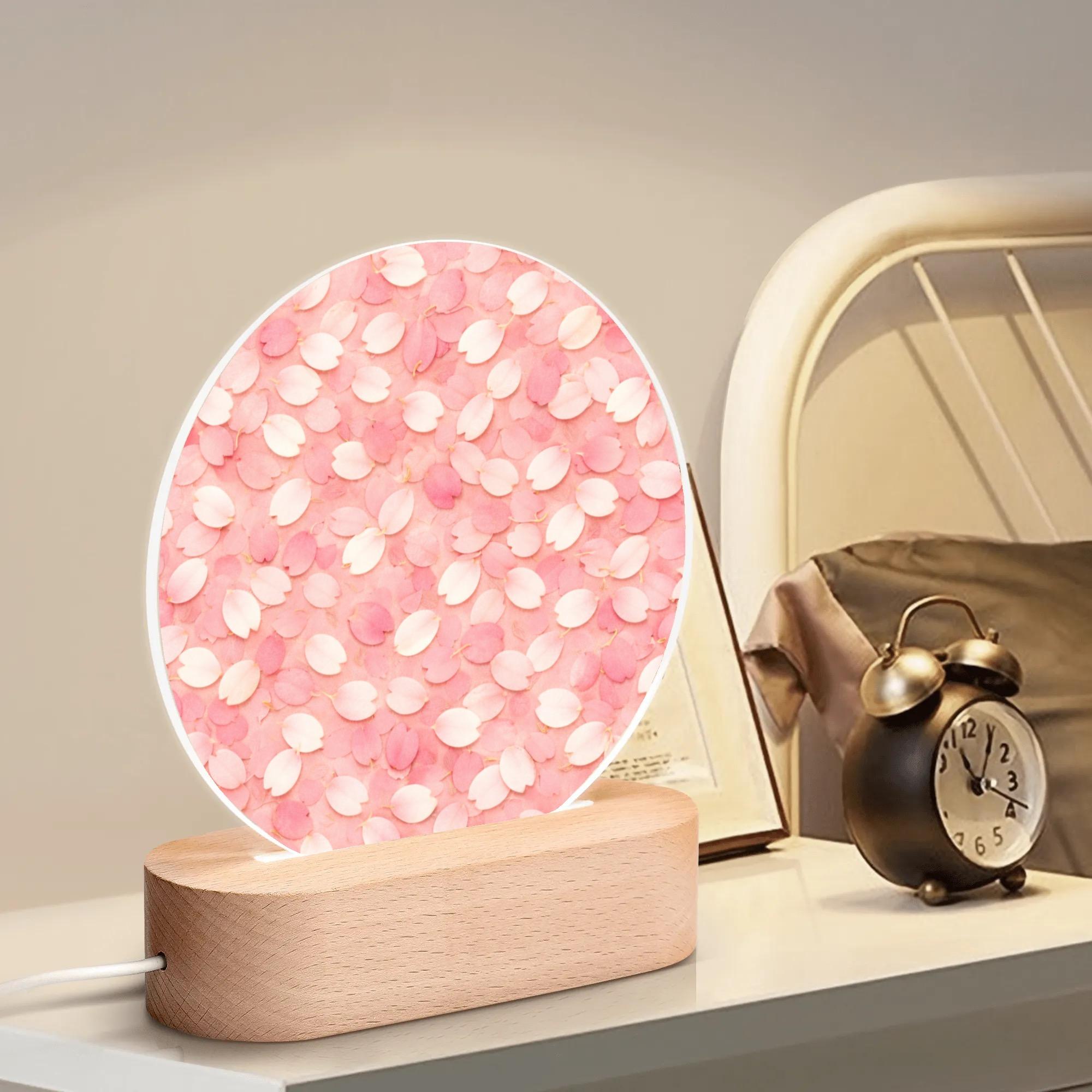 お得なクーポン 送料無料 桜咲く(丸型アクリルスタンドLEDライト付き) 丸型アクリルスタンドLEDライト付き ユニセックス アクセサリー 全て ホームデコレーション 桜 ピンク 春 レディース