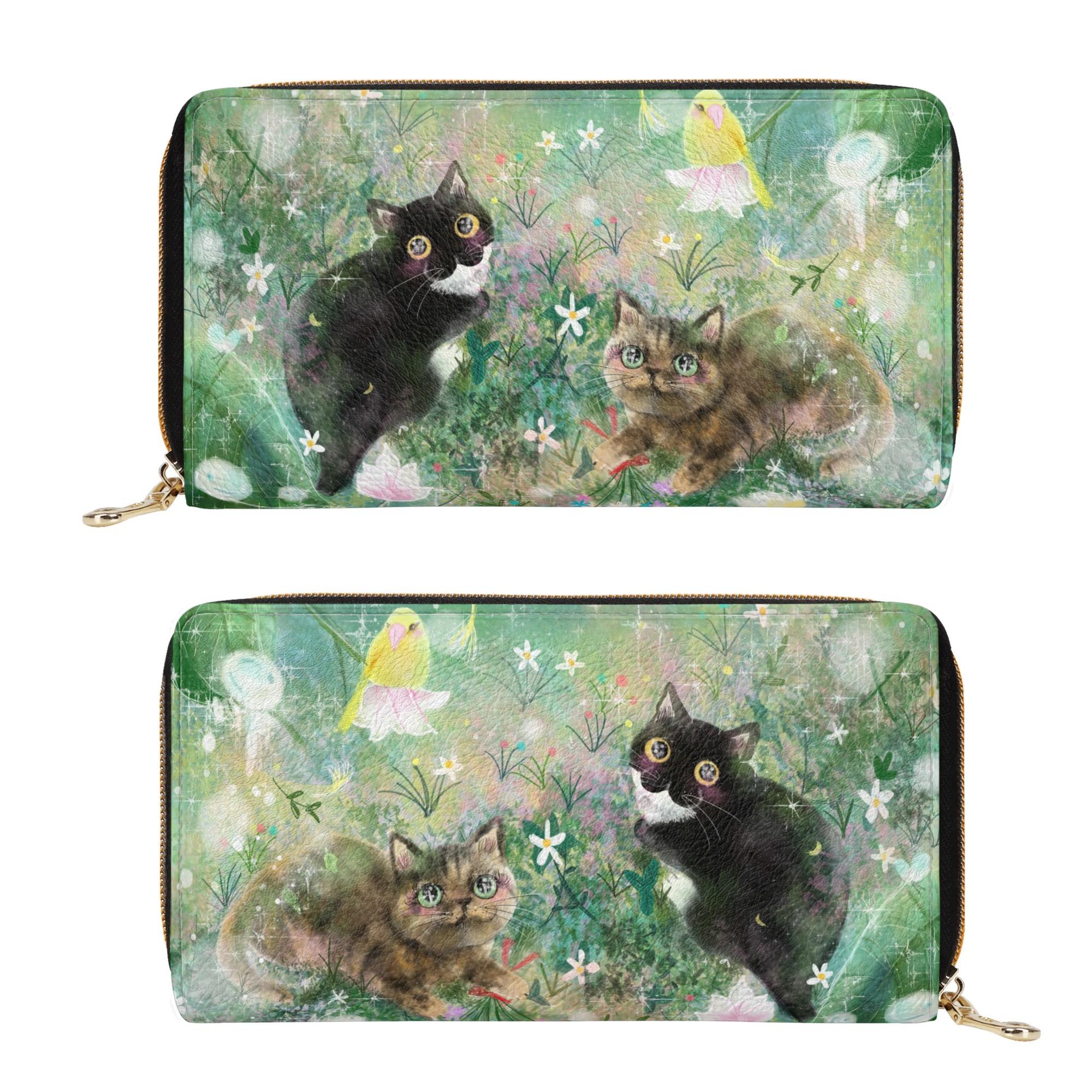 お得なクーポン 送料無料 雨上がりの宝石 ウォレット ユニセックス バッグ アート かわいい 猫 自然 緑 綺麗 green cat beautiful natural yumineuneu ★★★