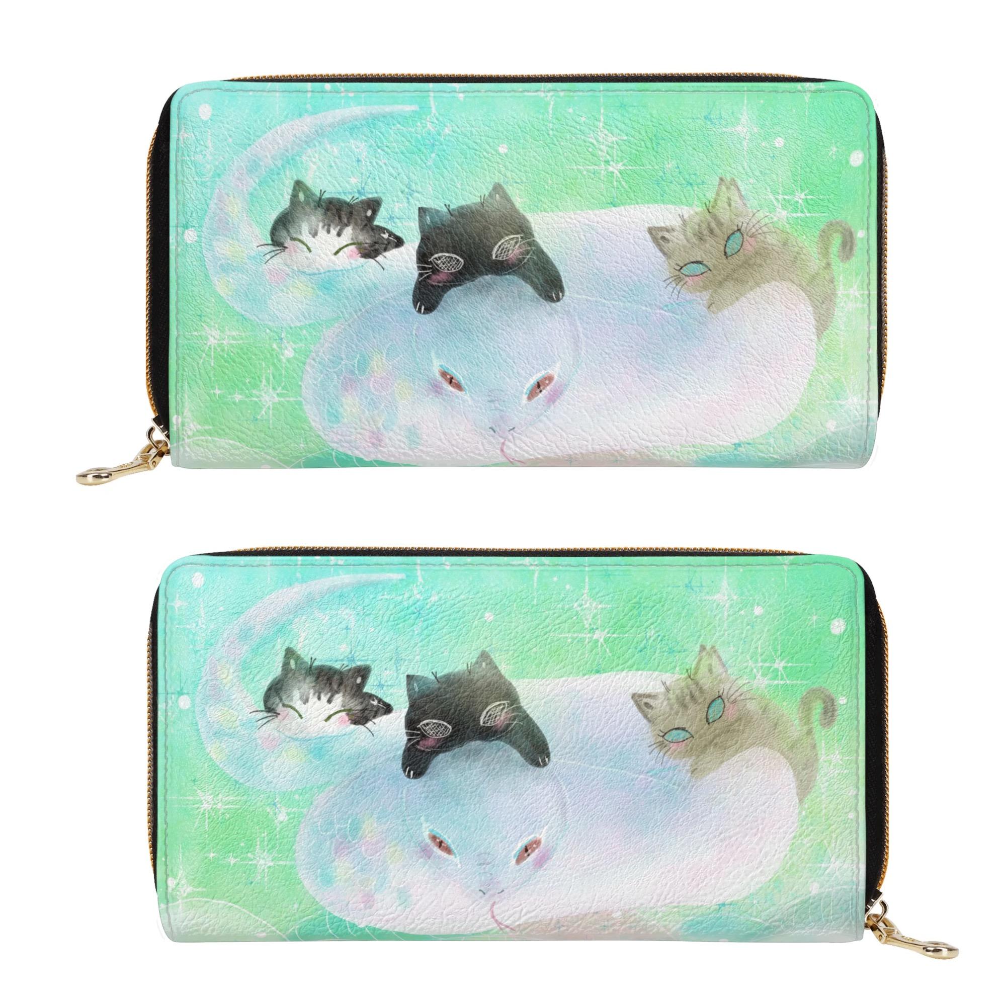 お得なクーポン 送料無料 ヘビちゃん ウォレット ユニセックス バッグ アート かわいい sneak cat pretty 蛇と猫 癒される yumineuneu ★★★