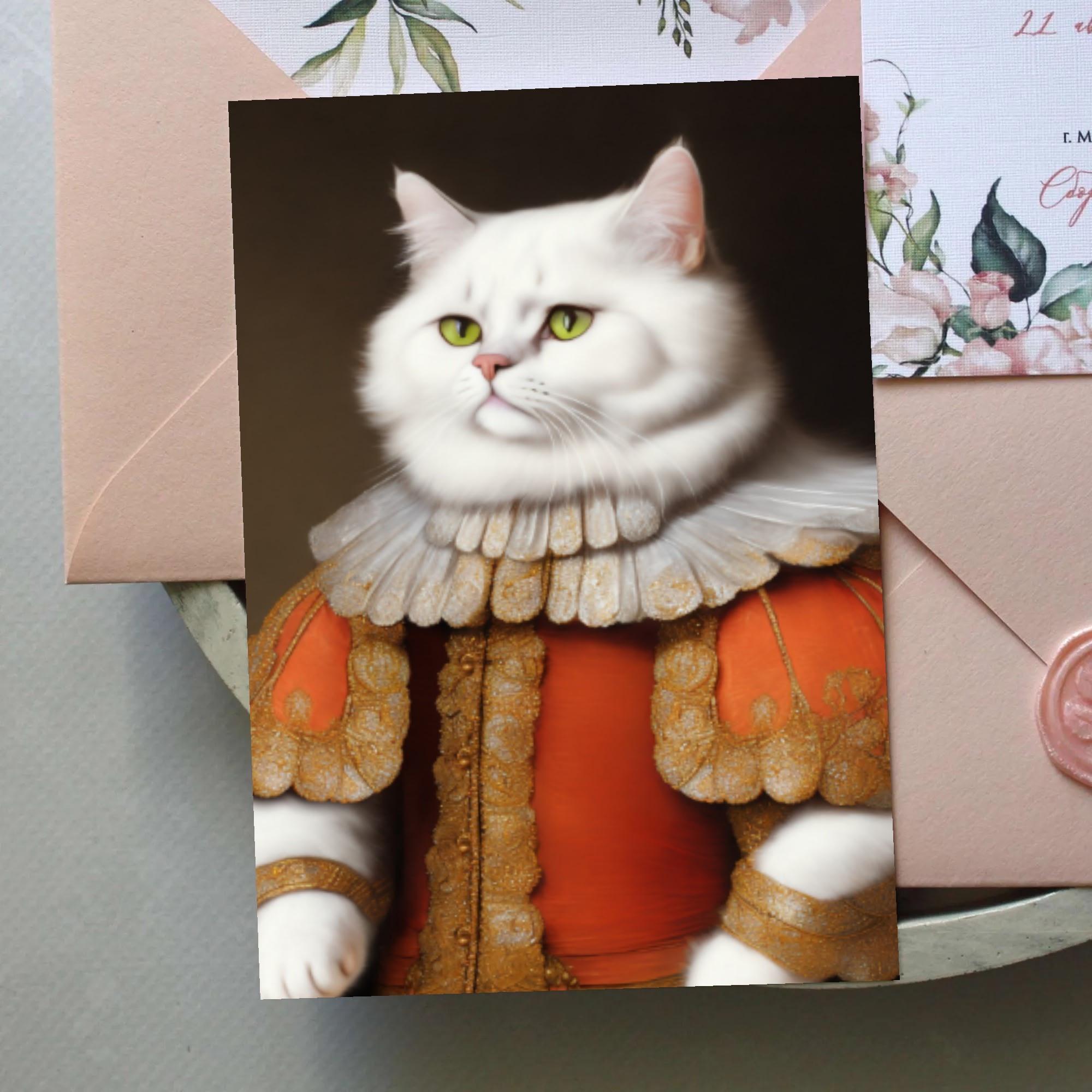 お得なクーポン 送料無料 猫の肖像画 B ポストカード ユニセックス アクセサリー 動物 絵画 猫 ねこ 油絵 個性的 生き物 肖像画 美術 貴族 𖥧𖤣.𖡼 mozemoze 𖡼.𖤣𖥧 ★★★
