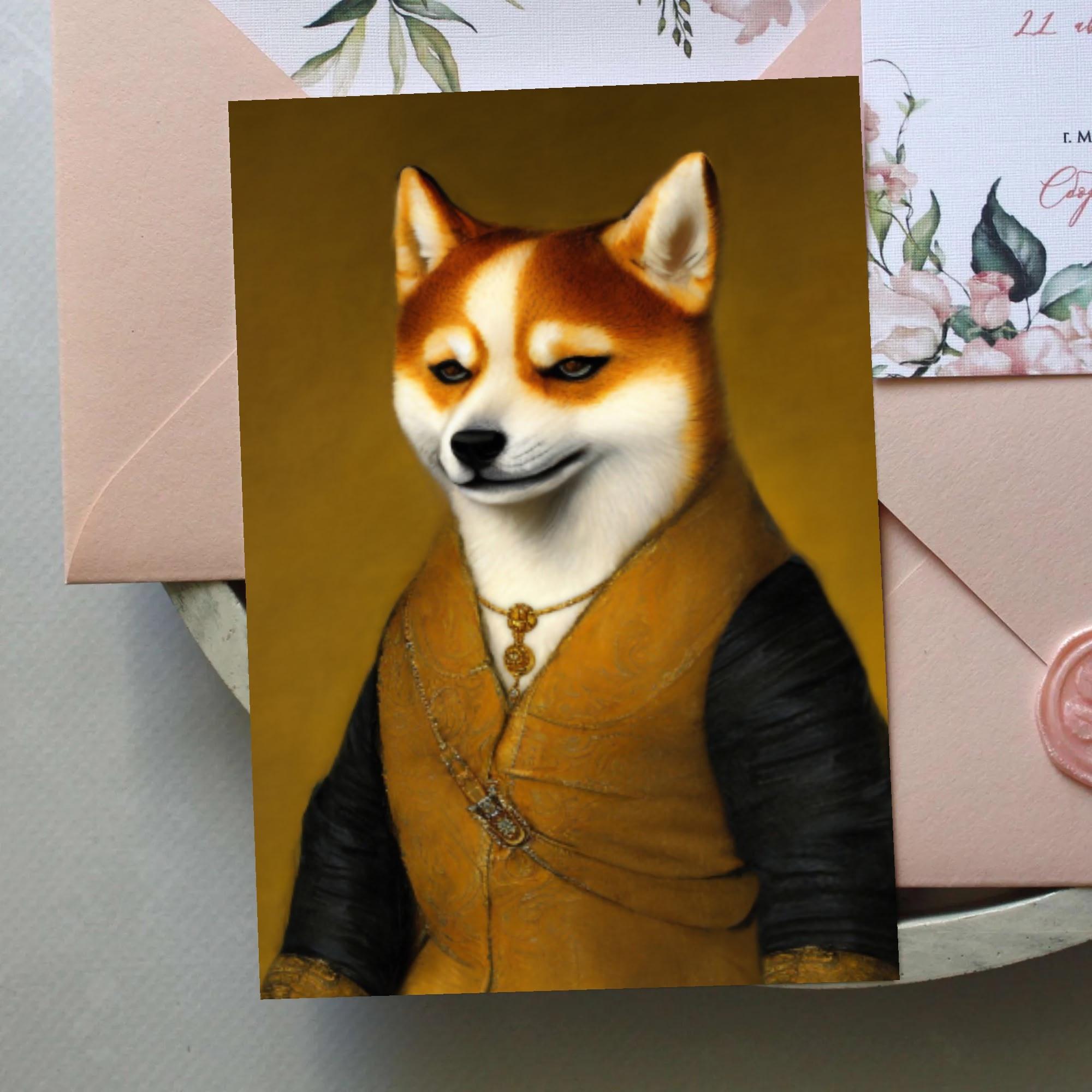 お得なクーポン 送料無料 犬の肖像画 A ポストカード ユニセックス アクセサリー 動物 アート 絵画 油絵 犬 個性的 柴犬 しばいぬ いぬ 生き物 肖像画 美術 貴族 𖥧𖤣.𖡼
