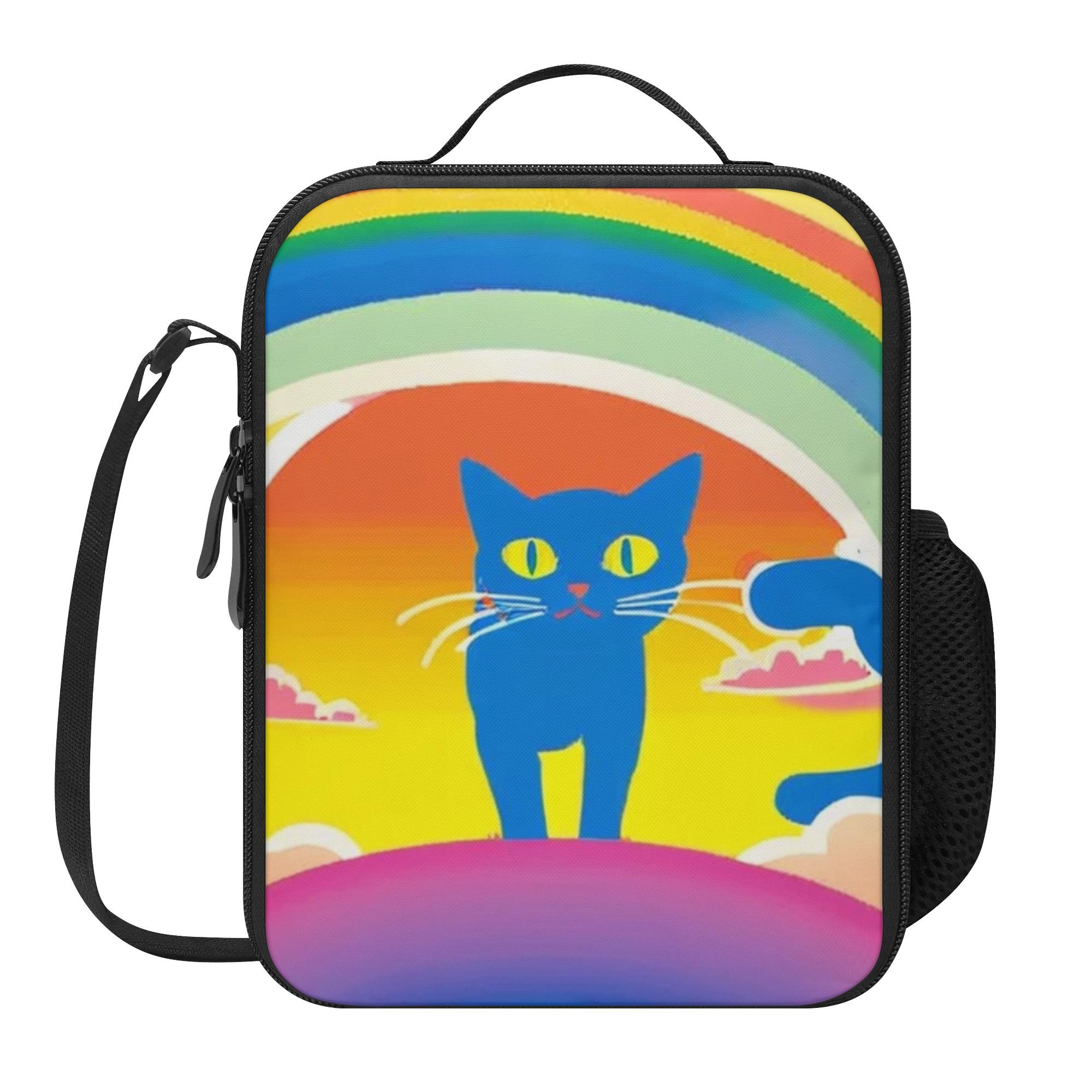 お得なクーポン 送料無料 Rainbow Sunrise Cat ? 青い猫と夢の朝焼け ランチボックス ユニセックス バッグ 動物 猫 ギフト 贈り物 普段使い leojiro24 ★★★画像