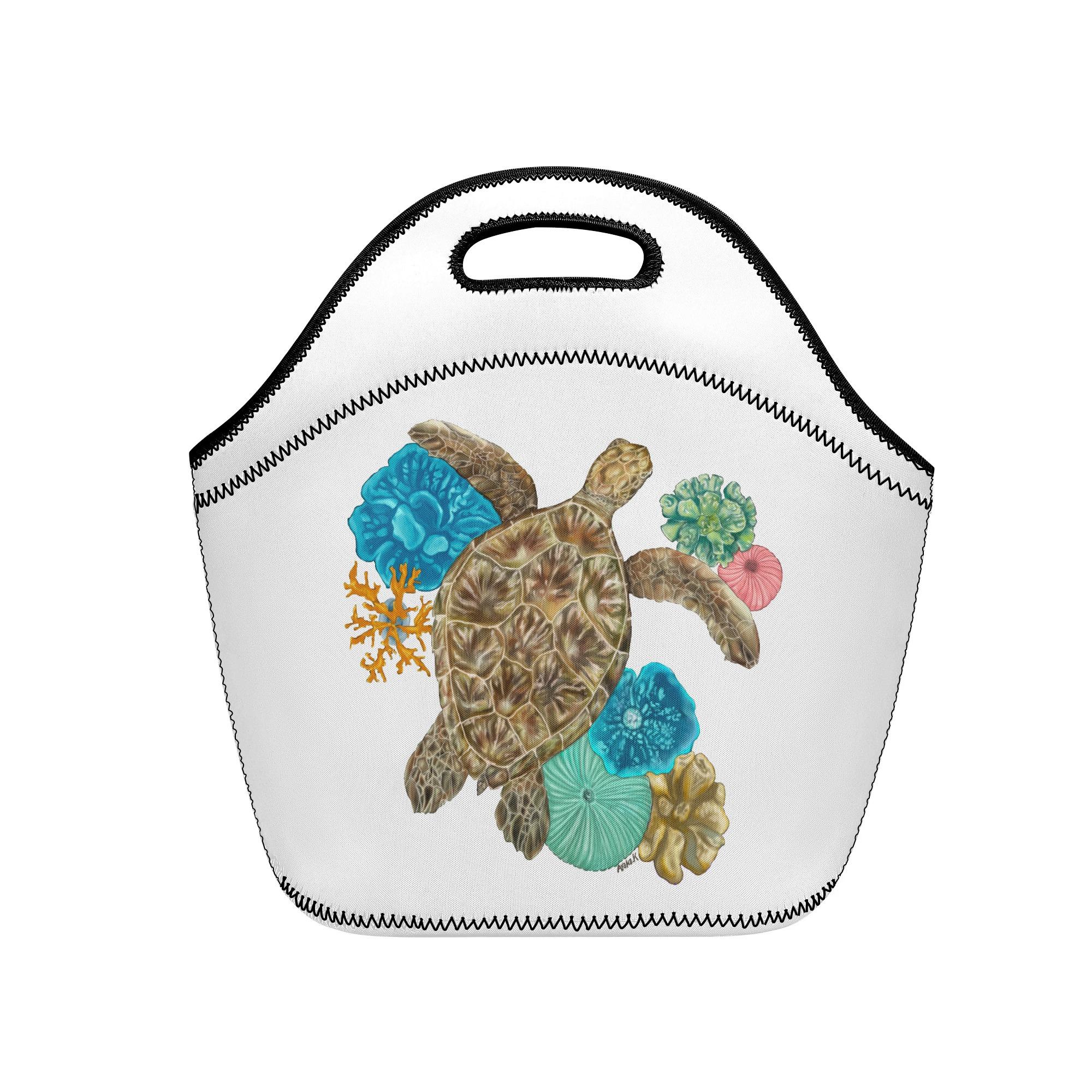 お得なクーポン 送料無料 ふわふわ泳ぐウミガメ ランチバッグ ランチバッグ ユニセックス バッグ 動物 アート AYAKA KISHI - A&Art Works ★★★画像
