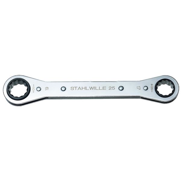 STAHLWILLE スタビレー 板ラチェットメガネ 引っ切り無い印字機 22歯車 16×18粍 全長205粍 25-16X18