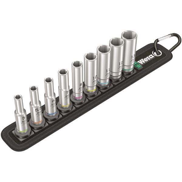 WERA ヴェラ 差込角 1/4inch 9点組 六角 ディープソケット 仕掛ける 004525 手道具 物の具 DIY やり方手道具 御先棒