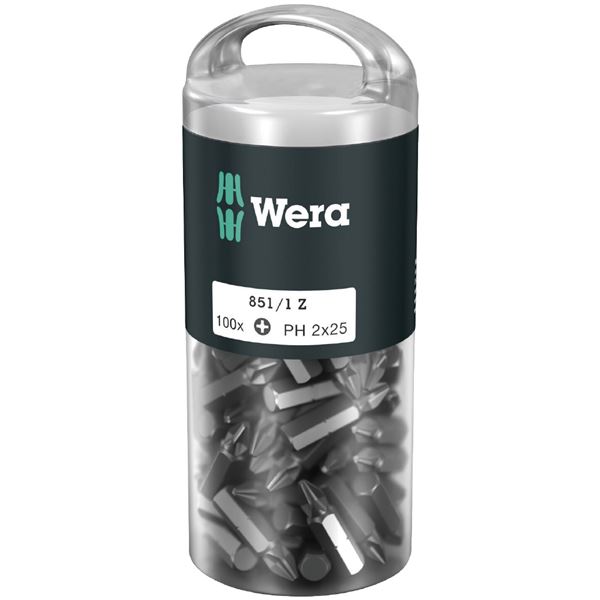 WERA ヴェラ 100本入 プラスネジ用 ドライバービット 差込6.35mm 刃先サイズPH2 全長25mm 072441 工具 ツール DIY 作業工具 道具|BONATHIA